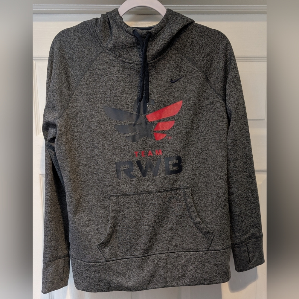 Nike Therma Fit Team Red White Blue RWB Women's Gray Hoodie Size Large Polyester - Picture 2 of 16